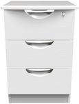 Flora White 3 Drawer Bedside Cabinet with Lock
