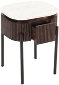 Fluted White Marble Top 1 Drawer Bedside Table