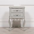 French Style Bedside Table - Antique Silver - 2 Drawer