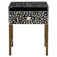 Fusion Bedside Table - 1 Drawer - Black Bone Inlay