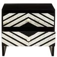 Fusion Bedside Table - 2 Drawer - Black Bone Inlay