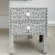 Fusion Bedside Table - 2 Drawer - Square - Silver Bone Inlay