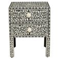 Fusion Bedside Table - 2 Drawer - Square - Silver Bone Inlay