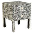 Fusion Bedside Table - 2 Drawer - Square - Silver Bone Inlay