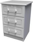 Gina Grey 3 Drawer Bedside Cabinet with Lock