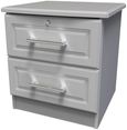 Gina Grey Ash 2 Drawer Bedside Cabinet with Lock