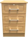 Gina Oak Effect 3 Drawer Bedside Cabinet with Lock