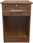 Gina Walnut Effect 1 Drawer Bedside Cabinet with Lock