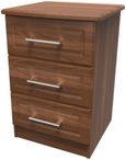 Gina Walnut Effect 3 Drawer Bedside Cabinet