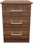 Gina Walnut Effect 3 Drawer Bedside Cabinet