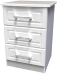 Gina White 3 Drawer Bedside Cabinet