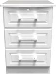 Gina White 3 Drawer Bedside Cabinet with Lock