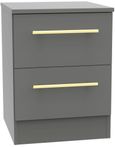 Haworth Grey 2 Drawer Bedside Cabinet