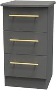Haworth Grey 3 Drawer Bedside Cabinet