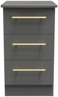 Haworth Grey 3 Drawer Bedside Cabinet