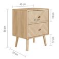 Herringford Bedside Cabinet - 2 Drawer - Oak