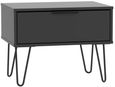 Hong Kong Black 1 Drawer Wide Bedside Table with Hairpin Legs
