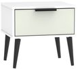 Hong Kong Cashmere and White 1 Drawer Bedside Table with Wooden Legs