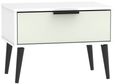 Hong Kong Cashmere and White 1 Drawer Wide Bedside Table with Wooden Legs
