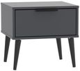 Hong Kong Graphite 1 Drawer Bedside Table with Wooden Legs