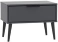 Hong Kong Graphite 1 Drawer Wide Bedside Table with Wooden Legs