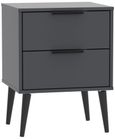Hong Kong Graphite 2 Drawer Bedside Cabinet with Wooden Legs