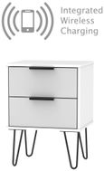 Hong Kong Grey and White 2 Drawer Bedside Cabinet with Hairpin Legs