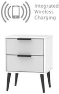 Hong Kong Grey and White 2 Drawer Bedside Cabinet with Wooden Legs