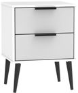 Hong Kong Grey and White 2 Drawer Bedside Cabinet with Wooden Legs