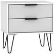 Hong Kong Grey and White 2 Drawer Wide Bedside Cabinet with Hairpin Legs