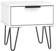 Hong Kong Matt White Matt 1 Drawer Bedside Table with Hairpin Legs
