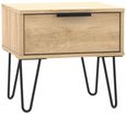 Hong Kong Oak Effect 1 Drawer Bedside Table with Hairpin Legs