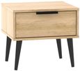 Hong Kong Oak Effect 1 Drawer Bedside Table with Wooden Legs
