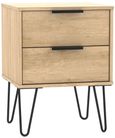 Hong Kong Oak Effect 2 Drawer Bedside Cabinet with Hairpin Legs