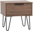 Hong Kong Walnut Effect 1 Drawer Bedside Table with Hairpin Legs