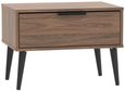 Hong Kong Walnut Effect 1 Drawer Wide Bedside Table with Wooden Legs