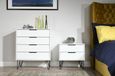 Hong Kong White 2 Drawer Bedside Cabinet with Wooden Legs