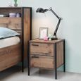 Industrial Rustic Oak Effect 2 Drawer Bedside Cabinet