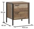 Industrial Rustic Oak Effect 2 Drawer Bedside Cabinet