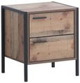 Industrial Rustic Oak Effect 2 Drawer Bedside Cabinet