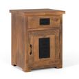 Iron Works Bedside Cabinet - Mango Wood - 1 Door