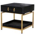 Kensington Townhouse Bedside Table - 1 Drawer - Black Faux Fur