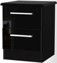 Knightsbridge Black Gloss 2 Drawer Bedside Cabinet