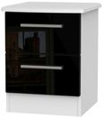 Knightsbridge Black Gloss and White 2 Drawer Bedside Cabinet