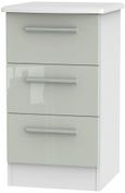 Knightsbridge Cashmere Gloss and White 3 Drawer Bedside Cabinet