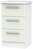 Knightsbridge Cashmere Matt and White 3 Drawer Bedside Cabinet
