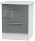 Knightsbridge Grey Gloss and White 2 Drawer Bedside Cabinet