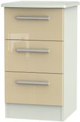 Knightsbridge Mushroom and Cashmere Matt 3 Drawer Bedside Cabinet