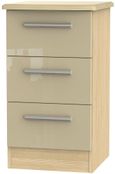 Knightsbridge Mushroom and Light Oak 3 Drawer Bedside Cabinet