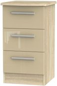 Knightsbridge Mushroom and Oak Effect 3 Drawer Bedside Cabinet